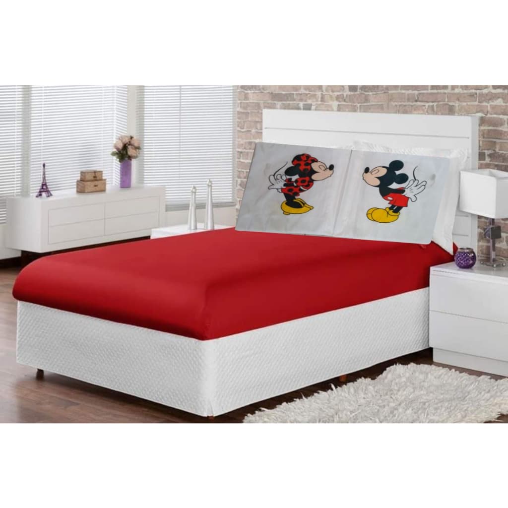 Jogo de Cama Queen 03 Peças Mickey Minnie Casais Pink