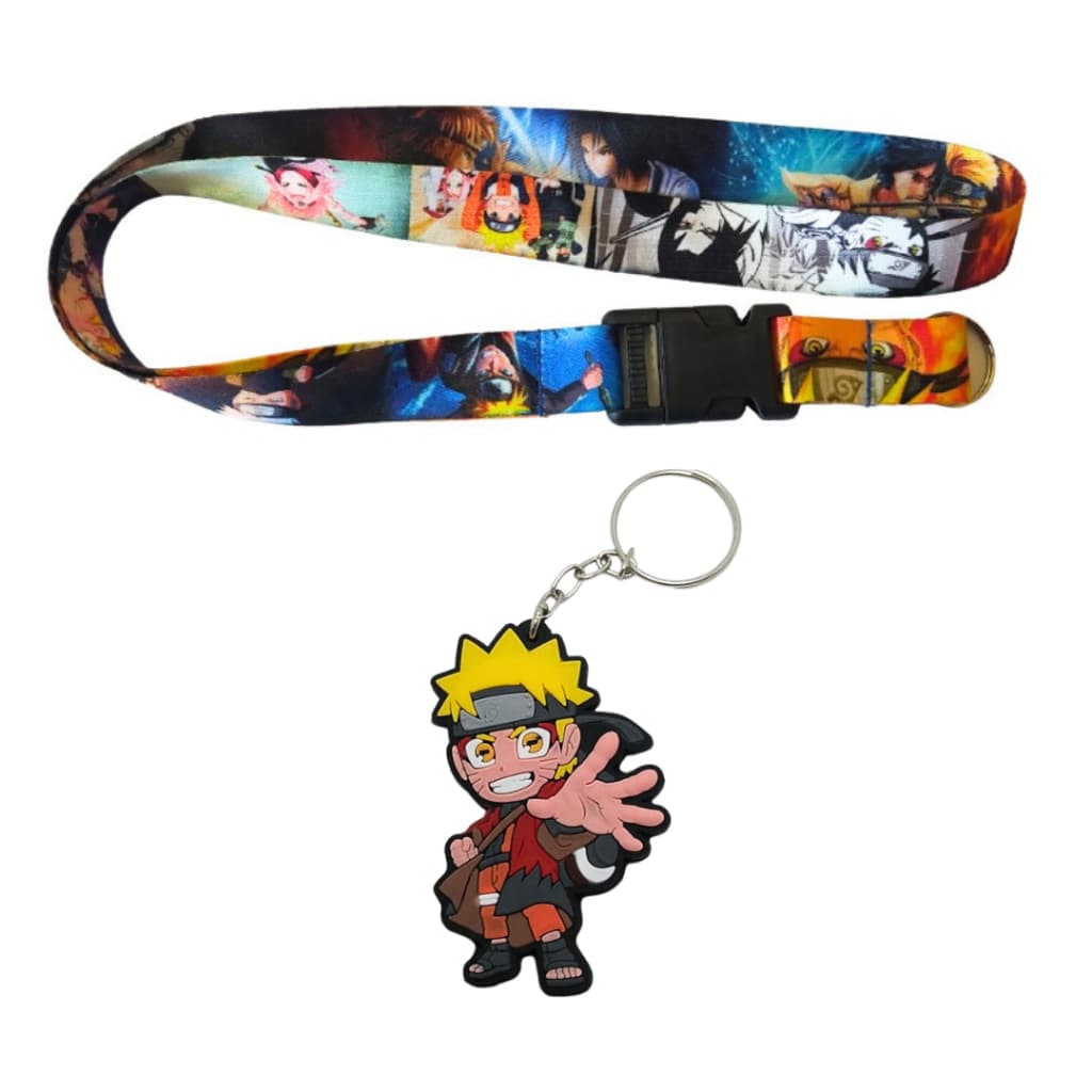 Kit Naruto Chaveiro Cordão Moto Pescoço Fecho Engate Rápido + Emborrachado Naruto Senin