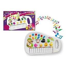 Teclado Piano Musical Infantil Fazendinha Com Luz A Pilha Branco - Piano Musical Teclado Infantil Sons E Luzes Animais Sitio