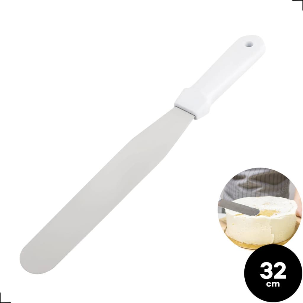 Espátula de Confeiteiro em Inox Cabo Branco 32cm