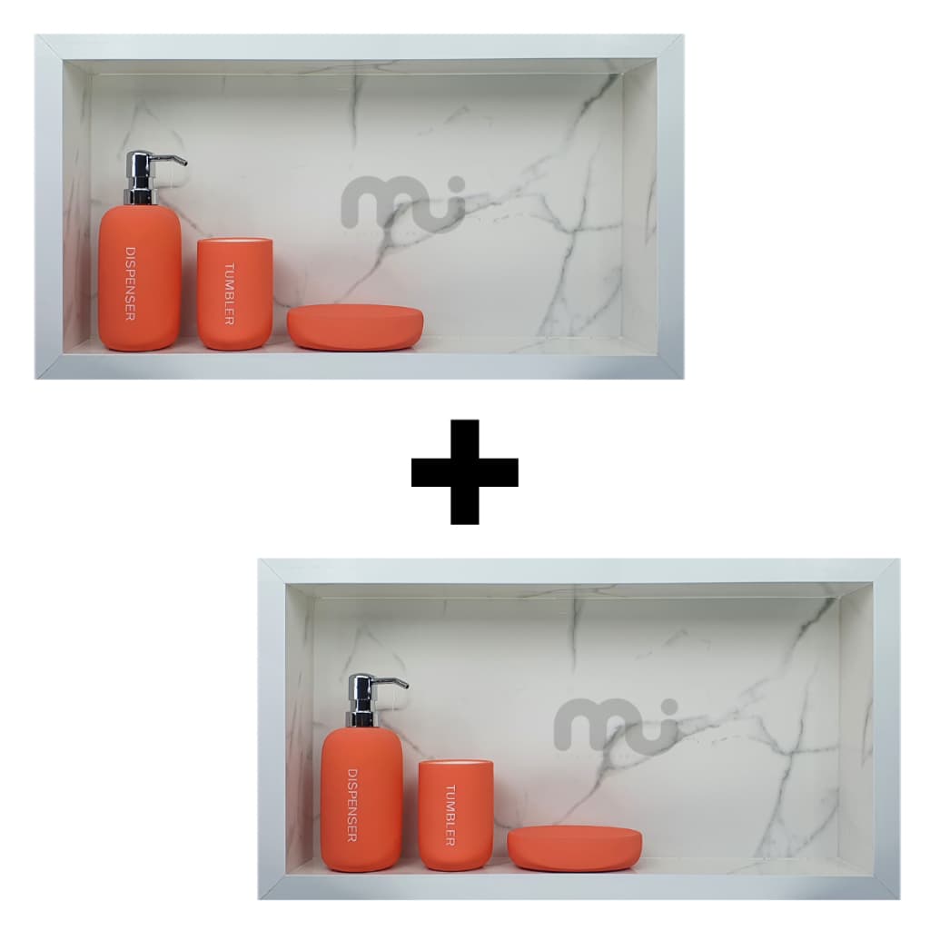 2x Nicho De Porcelanato Calacata 60x30x10 Acessório Para Banheiro, Cozinha E Churrasqueira Premium