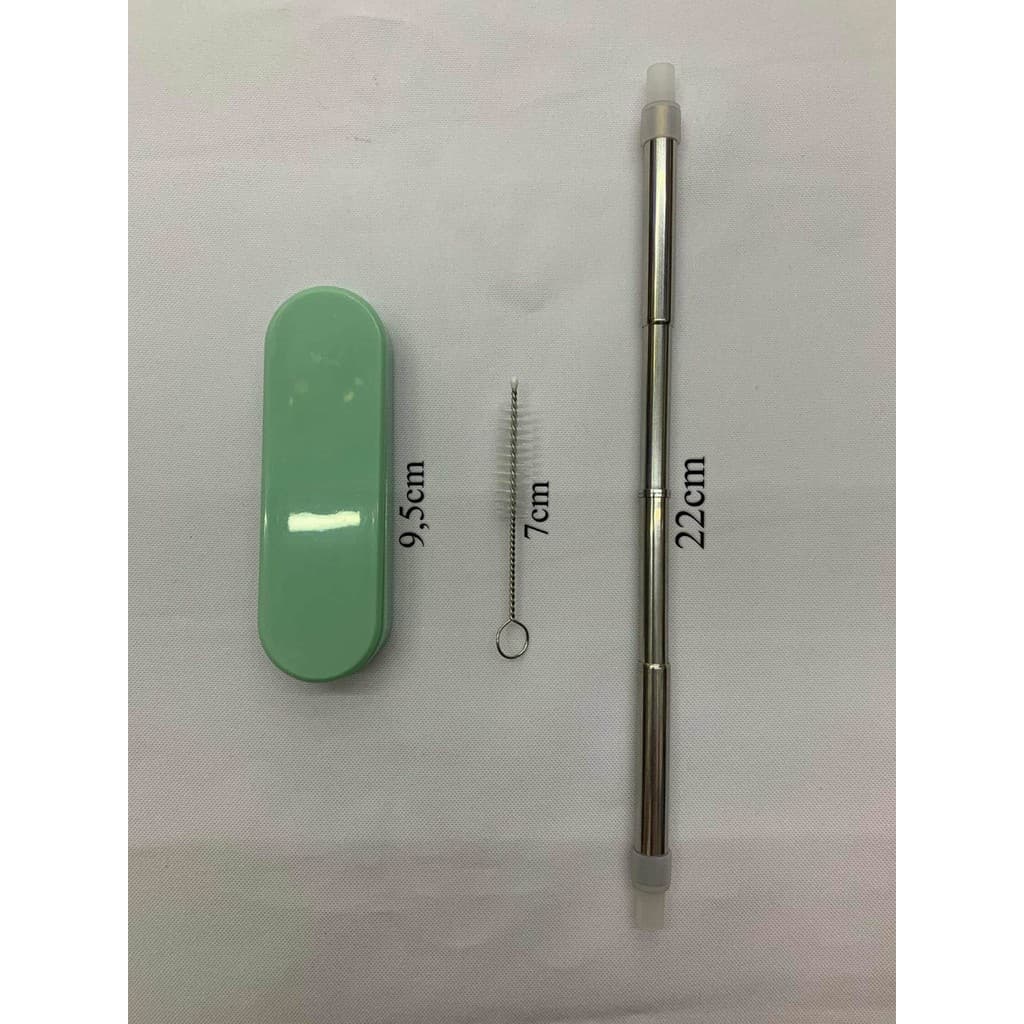 Canudo Retrátil Aço Inox + Escova Limpeza + Capa Praticidade