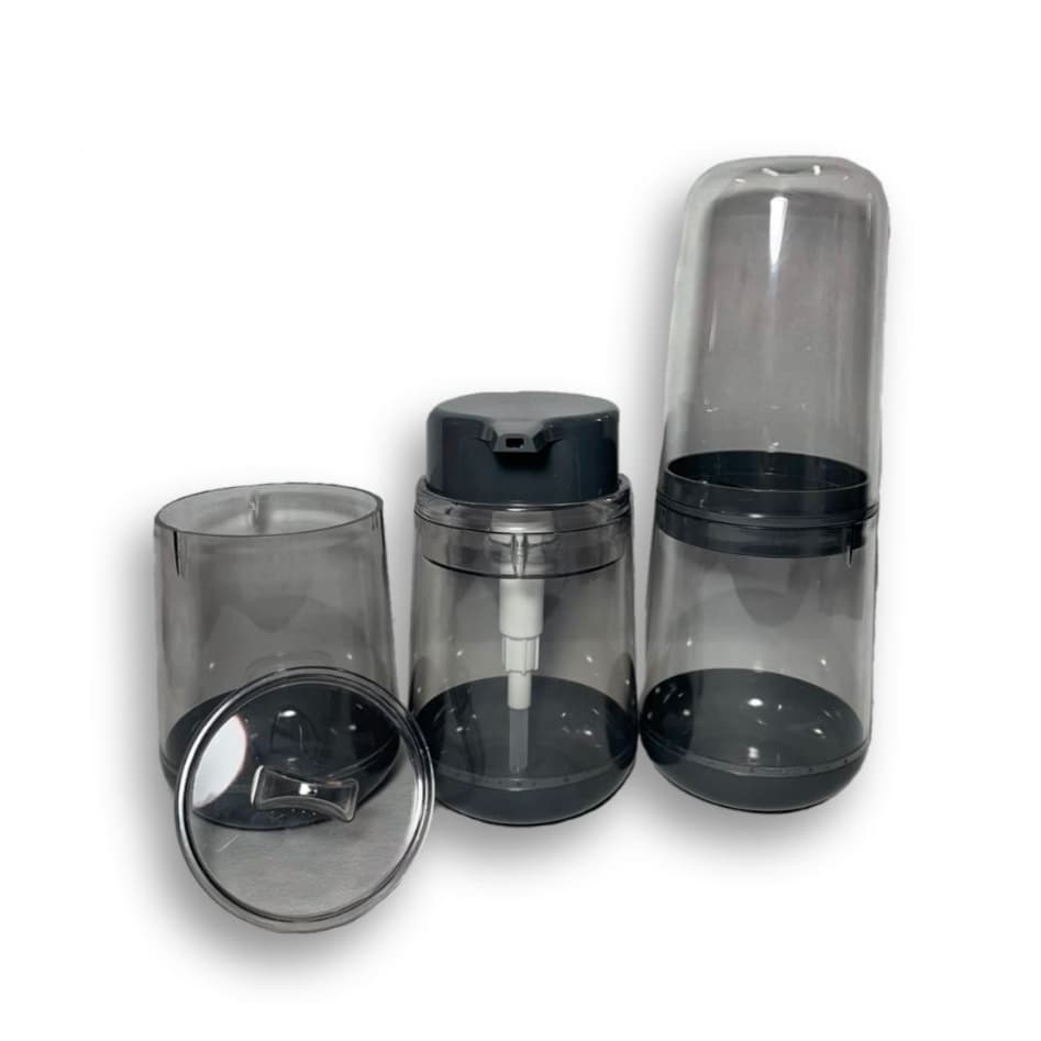 Kit 3 Peças Conjunto para Banheiro Sabonete Liquido Porta Algodão e Escova Bold Plasútil