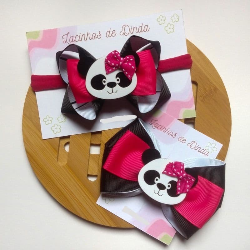 Laço de cabelo infantil [COLEÇÃO PANDINHA] Panda laço para cabelo infantil faixinha de cabelo infantil laço de panda