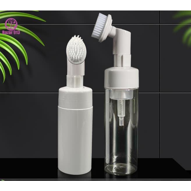 Frasco Pump Espumador Com Escova De Silicone Para Lavar O Rosto Limpeza Facial Pós Demaquilante Formulações Para Barba 100ml