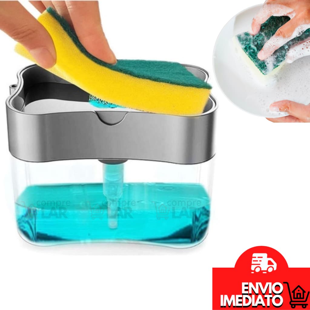Dispenser Detergente Porta Sabão 2 em 1 Suporte Bucha Esponja