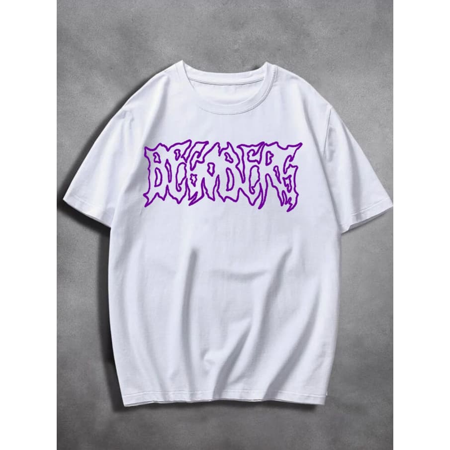 Camiseta Begobers Oversized Estampa Gótico Letras Abstratas Manga Curta Long Line
