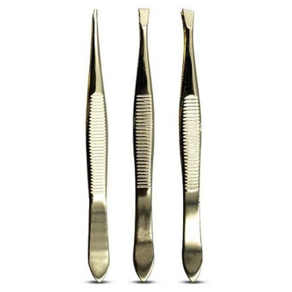 Kit 3 Pinças Aço Inox Design De Sobrancelhas