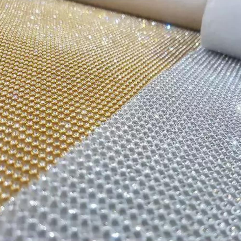 Manta de Strass Alto Brilho Dourada Prata Original Brilhante Termocolante AdesivoCola