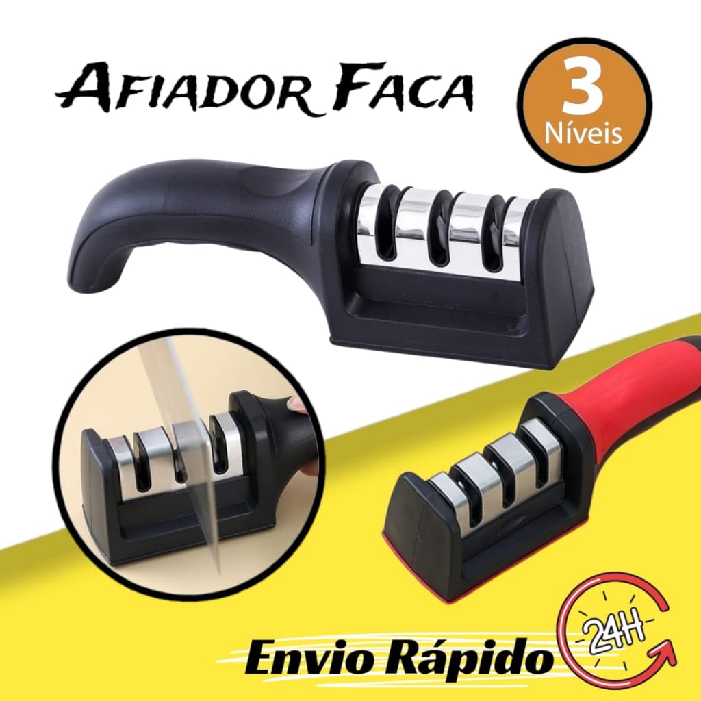 Amolador Afiador de Faca Profissional com 3 Afiadores em 1