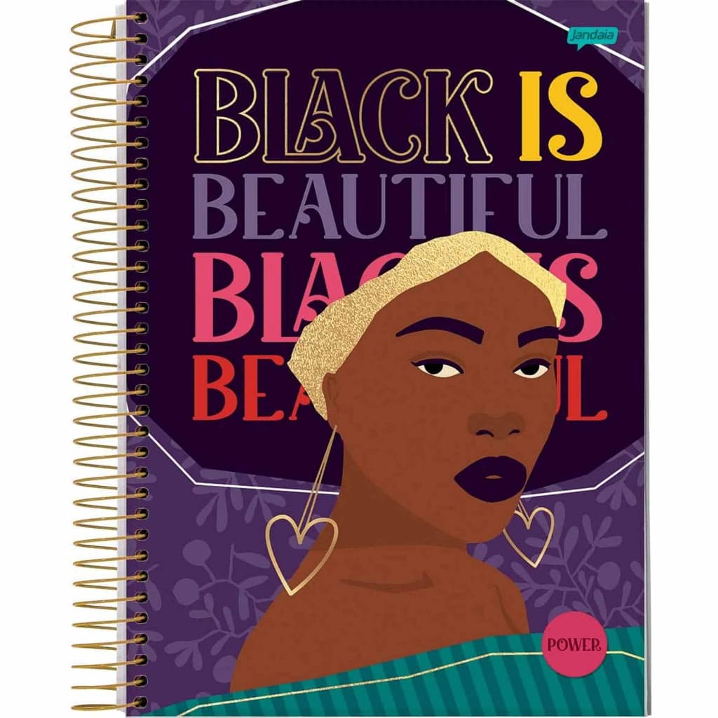 Jandaia, Caderno Universitário Capa Dura 10 Matérias 160 Folhas Power Orgulho Negro
