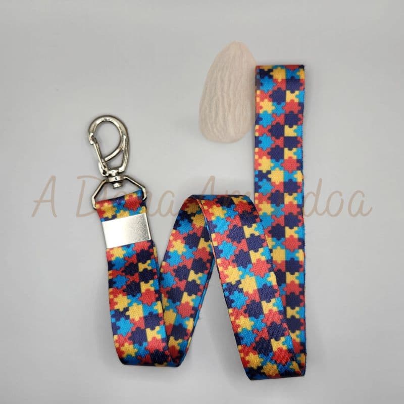 Cordão Para Crachá - Chaveiro -  Com Mosquetão - Girassol, Autismo e Down