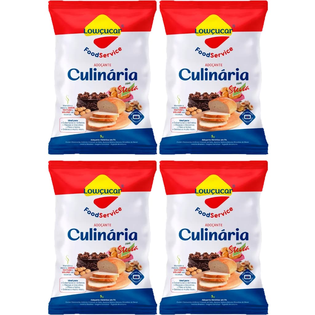 Kit 4 Adoçante Culinária Lowçucar Forno E Fogão 1kg Cada