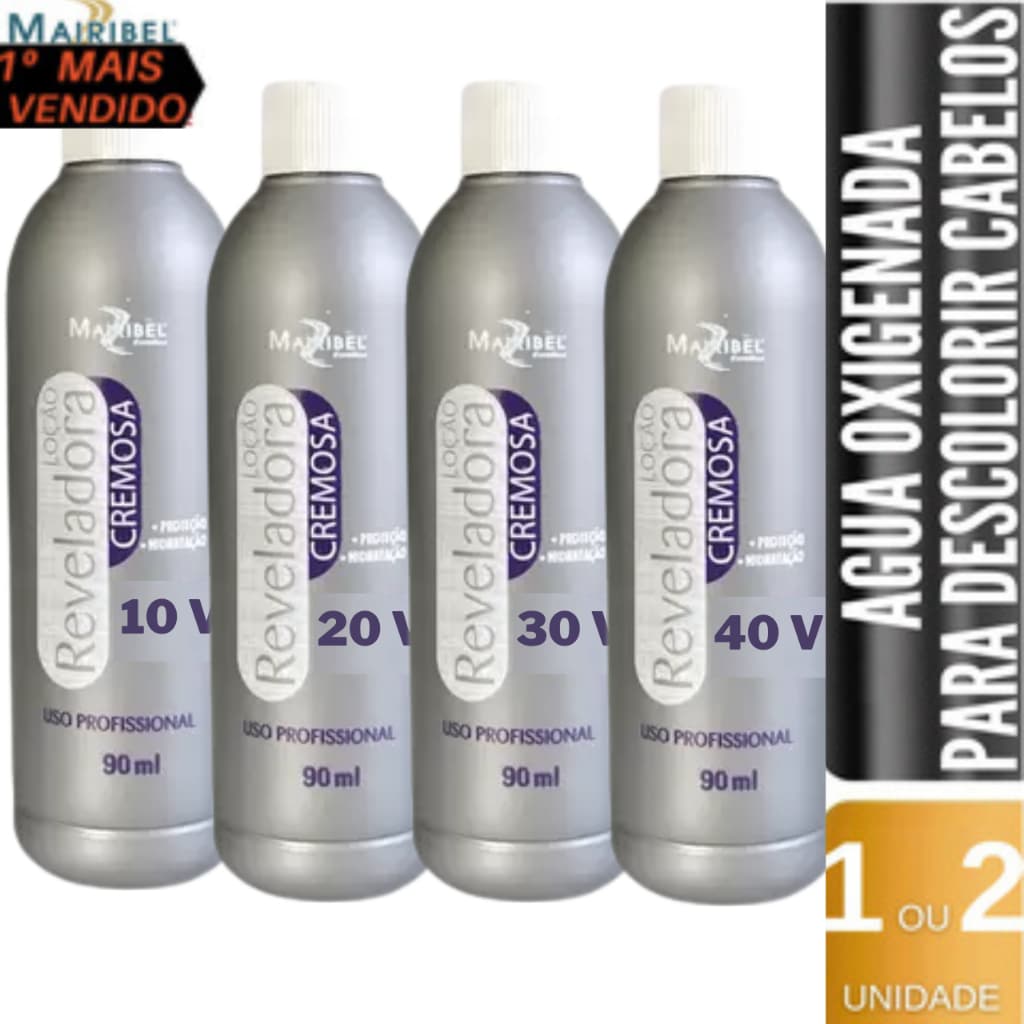 Água Oxigenada 40, 30, 20 e 10 Volumes 90ml para Descoloração Profissional - Melhor para Tintas