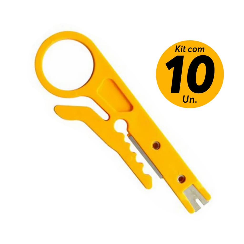Kit 10x Alicate Descascador Fios Desencapador Cabos Chave Keystone Punch Down Inserção Fêmea Rede RJ45