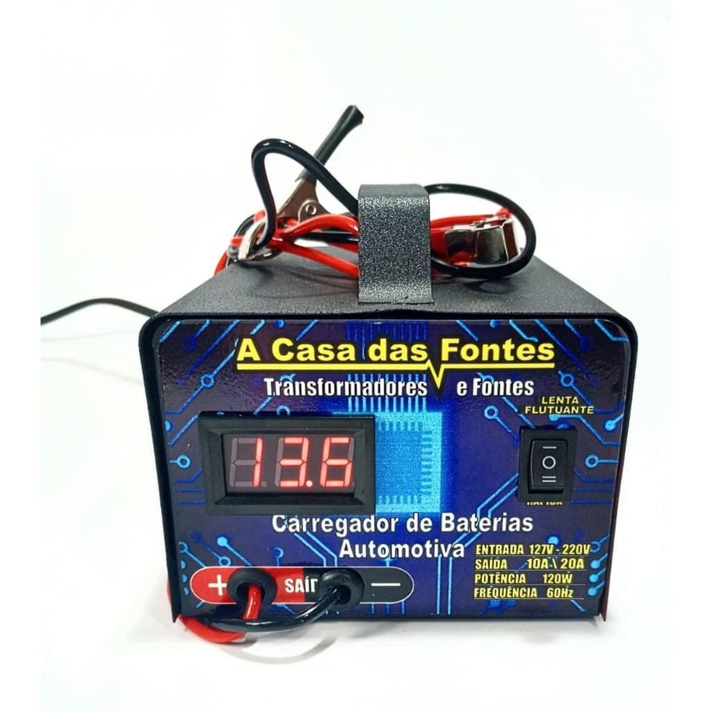 Carregador de bateria 20 amperes para carro , moto, barco e caminhão cv20