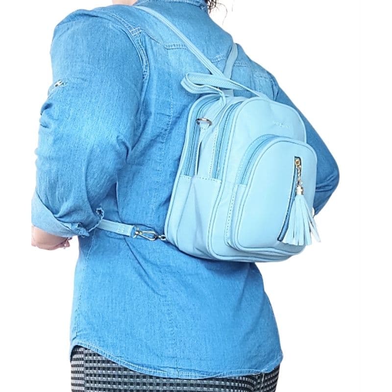 Mochila feminina pequena vira bolsa transversal tiracolo