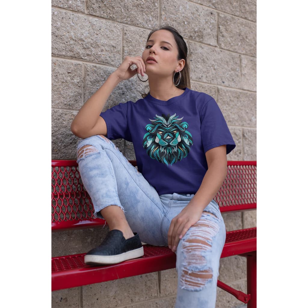 Camiseta Feminina T-shirt  Modelo Camisão Leão Mosaico Signo Leão Lançamento.