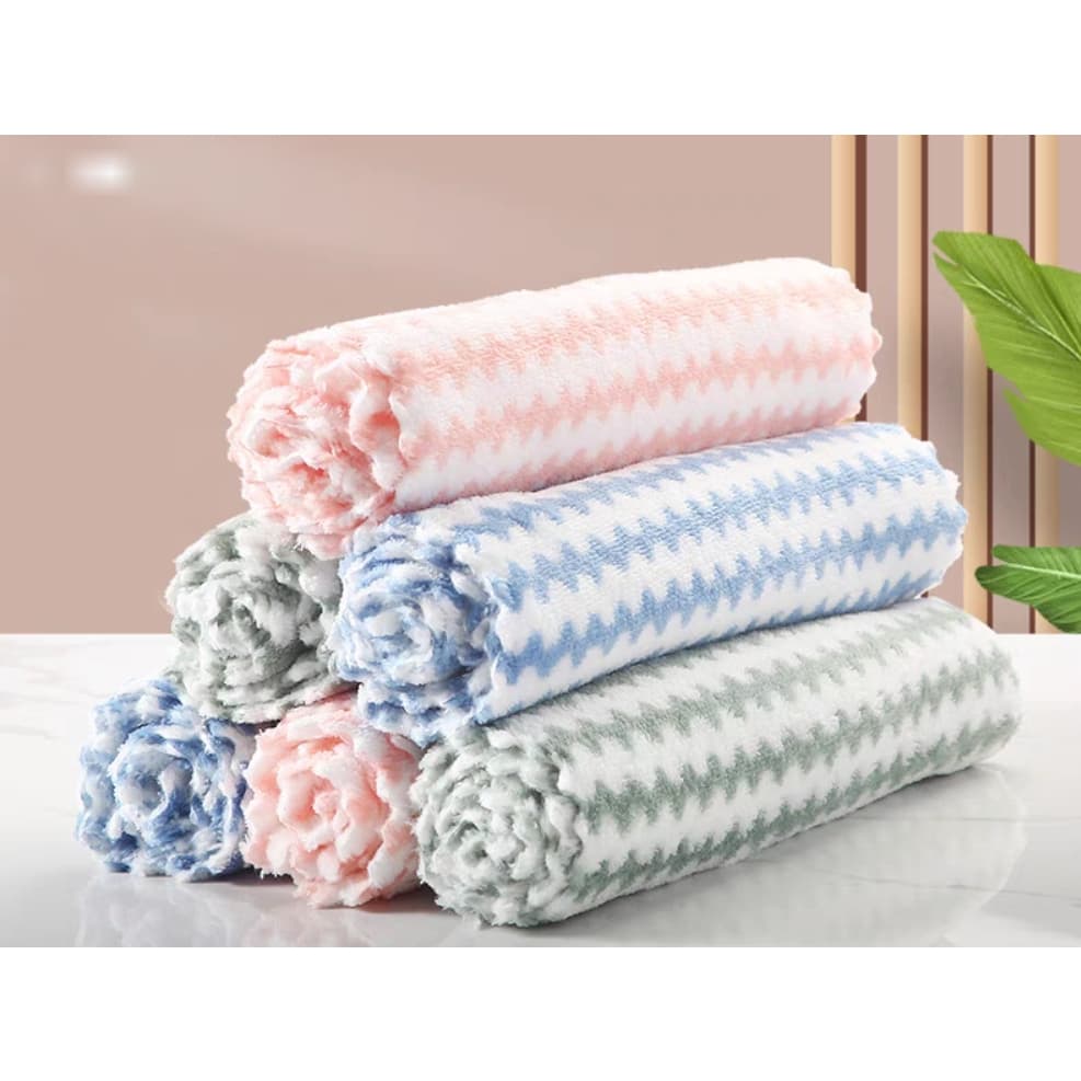Kit  Panos Reutilizável Absorvente De água Da Cozinha E Pano De Limpeza listrado