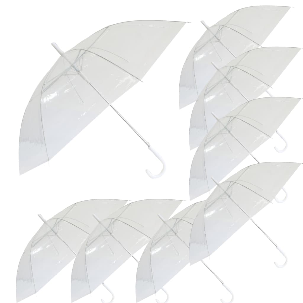 Kit 08 Guarda-Chuvas Transparentes | Sombrinha | Resistente | Bengala | Automático