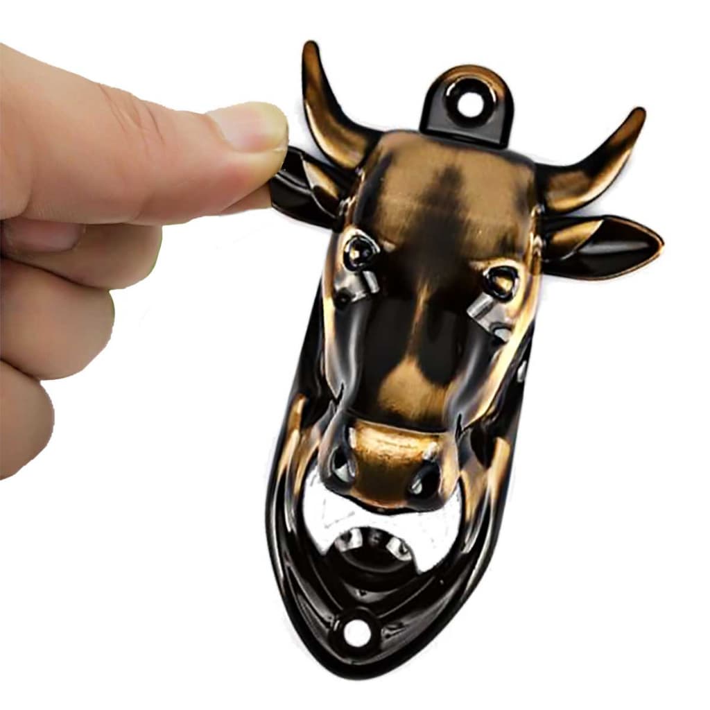 Kit 2 Abridor de Garrafa Parede Cabeça de Boi Animal Rustico