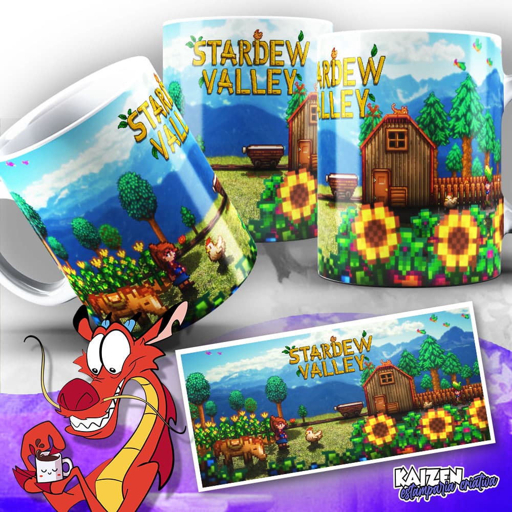 Caneca Stardew Valley - Fazenda de Girassóis - Games e Jogos RPG - Cerâmica
