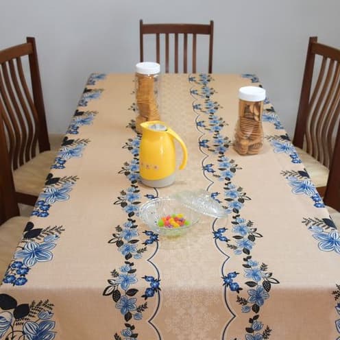 TOALHA DE MESA PARA 14 CADEIRAS  LINHO ESTAMPADO 3,95 X 1,45 AZUL(FORRO DE MESA )
