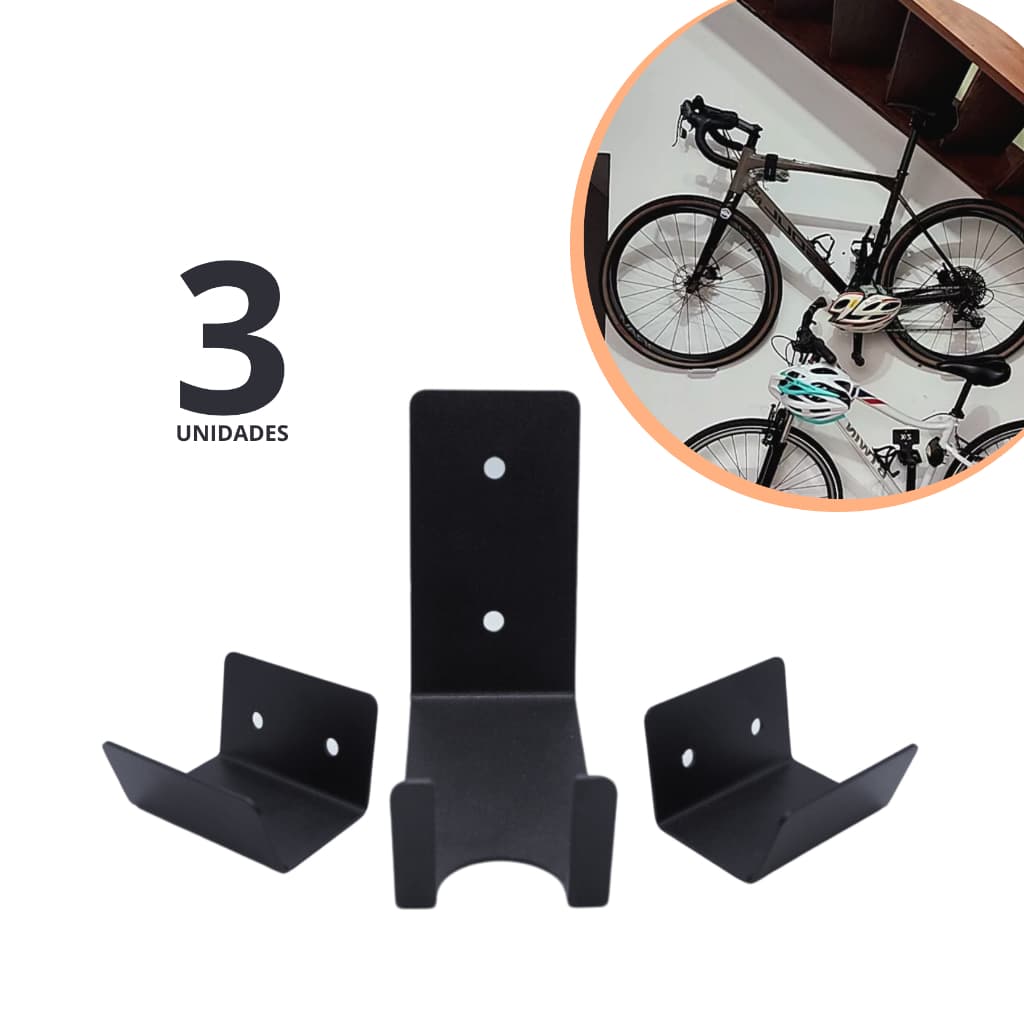 Kit 3 Suporte Para Bicicleta De Parede
