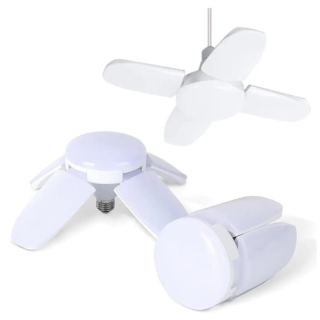 Lâmpada Led Bulbo 4 Pétalas Grande 60w Folhas Dobrável Ajustável Bivolt 6500k Luminaria Sol Fan Blade Asa Folhas