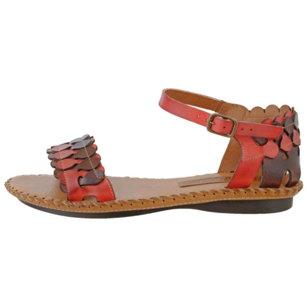 Sandália Feminina Rasteira Indiana FLOR D'COURO Confortável Couro Legitimo Original Kn2137v