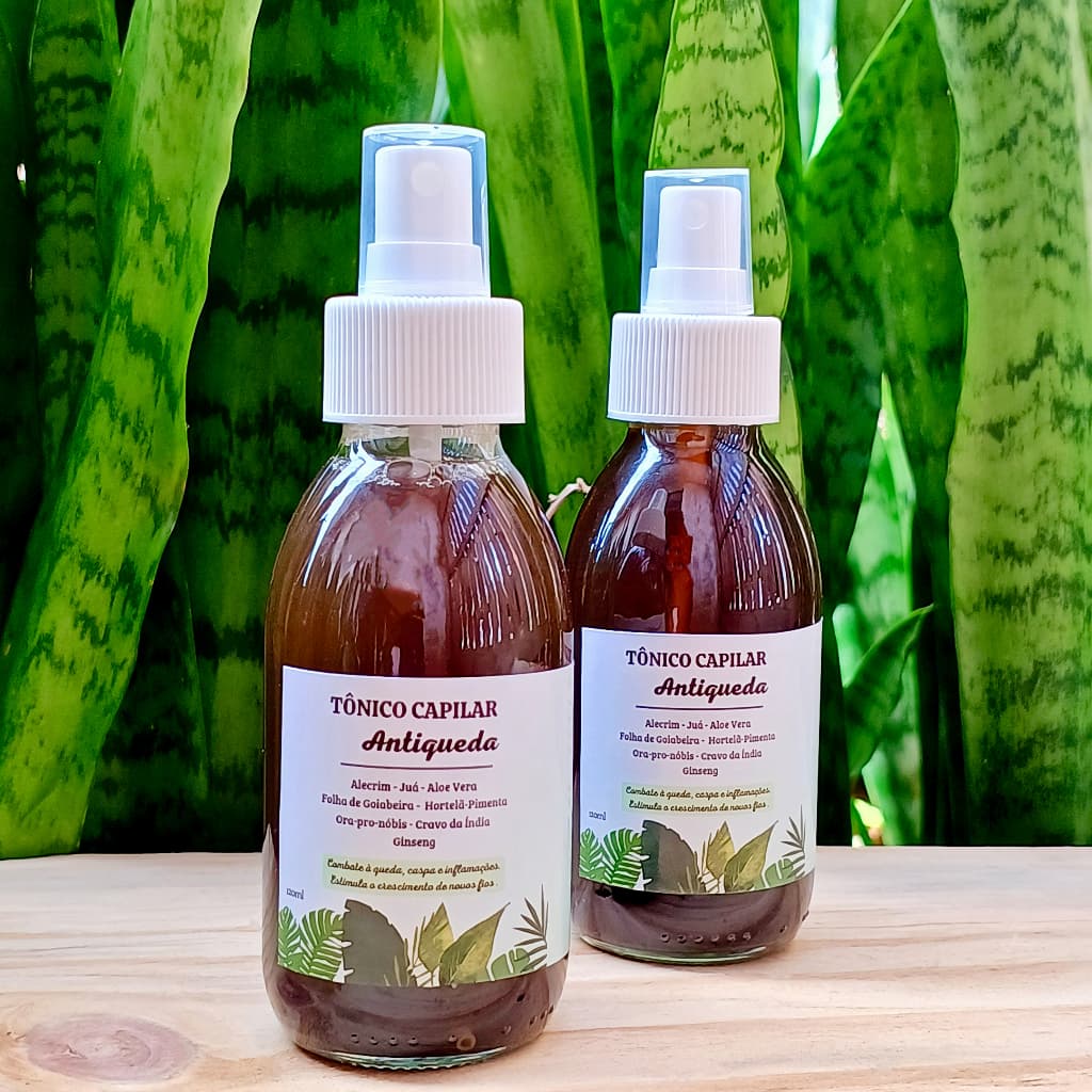 Tônico Cresce Cabelo - Anti Caspa - 10 Ativos - Alecrim, Aloe Vera, Juá, Goiabeira. PODEROSO TONIFICANTE, Antiqueda