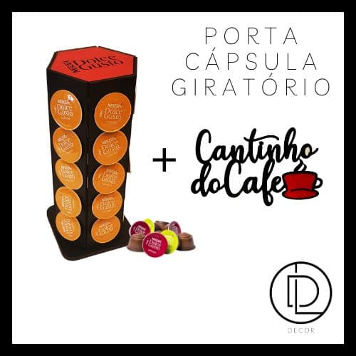 Torre Porta Cápsulas Giratório 360° + CANTINHO DO CAFÉ / Nespresso / Dolce Gusto / Três Corações