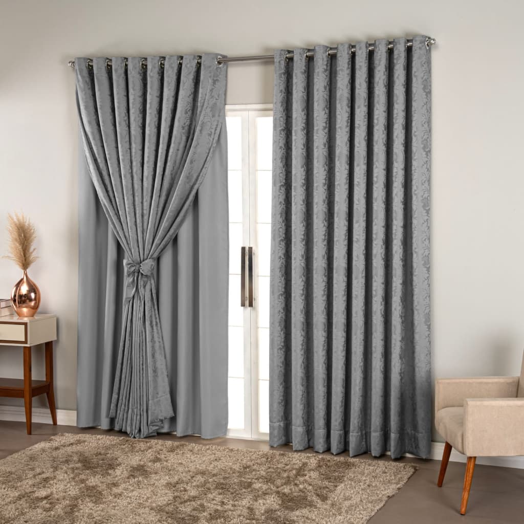 Cortina Jacquard Com Forro Blackout Em Tecido 4.00x2.50 Sala Quarto Para Varão
