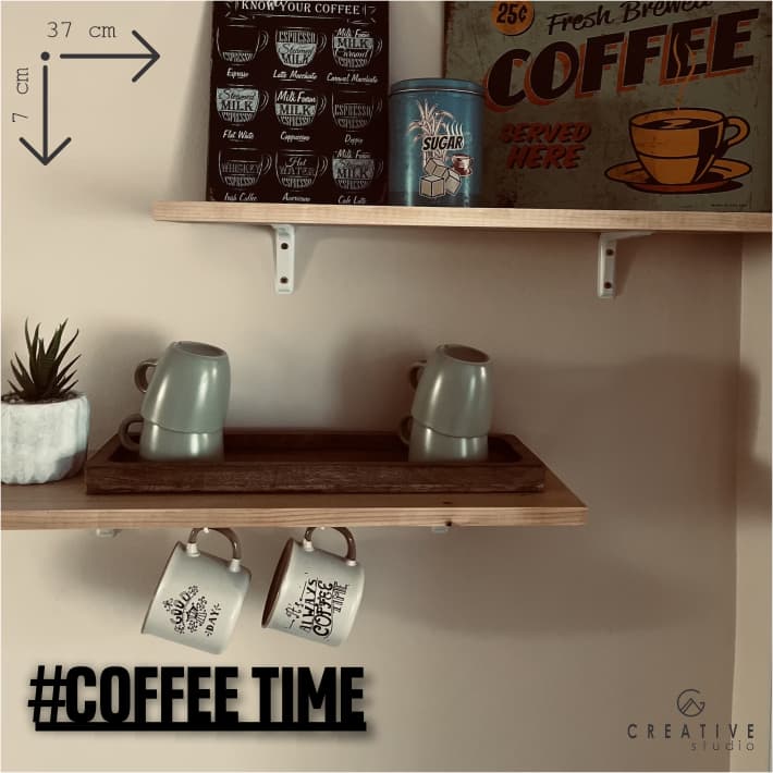 Placa Aplique decorativa de Parede . #coffeetime Hora do café .Cantinho do Café Aplique de Parede Decoração 3mm Preto Casa Sala Quarto Cabeceira MDF