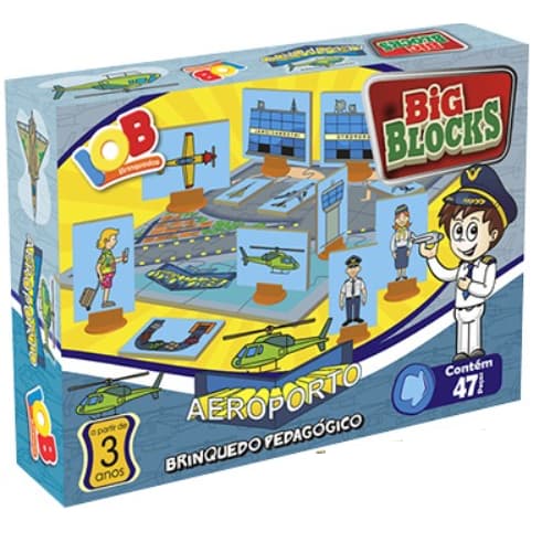 Brinquedo dia das Crianças Big Blocks Aeroporto 47 Peças