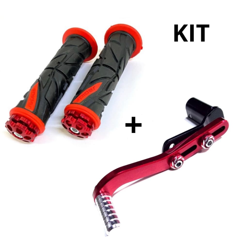 Par de Manopla Punho Moto Esportivo Modelo Spider Universal Alumínio + Pedal Cambio Pedaleira Passador Trocador Marcha