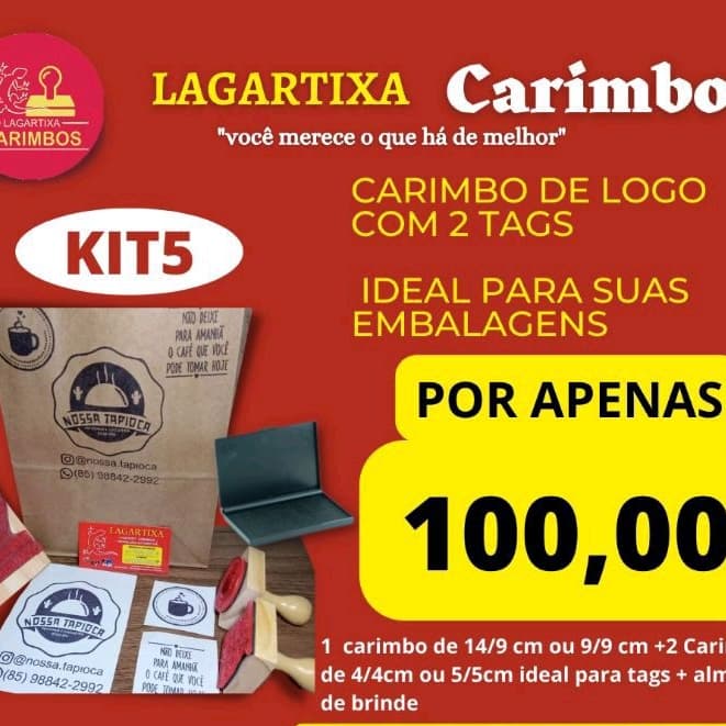 kit 05 ( 1 carimbo de logo 14/9 ou 9/9 dependendo da logo ❣️mais 2 pequenos com almofada na cor preta 💕