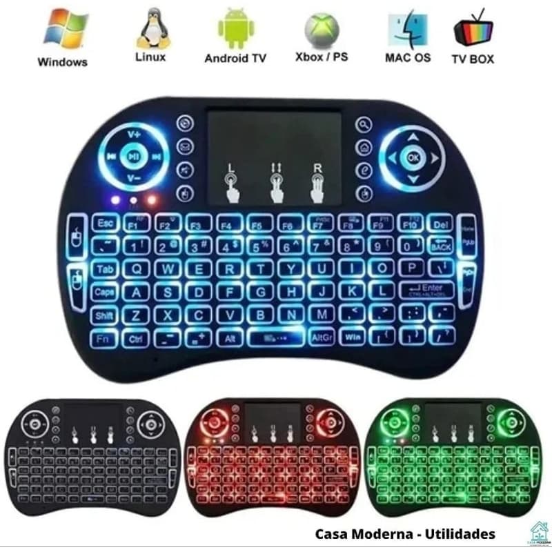 Mini Teclado Controle Sem Fio Para Smart TV TV BOX PC Smartphone