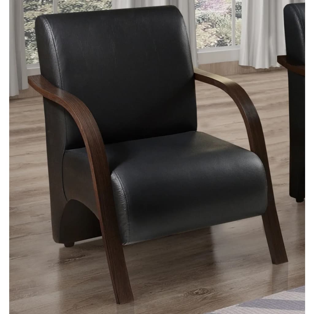 Poltrona Cadeira Decorativa Estofada Roma Sala Recepção Consultório Clínica Corino Braço de Madeira