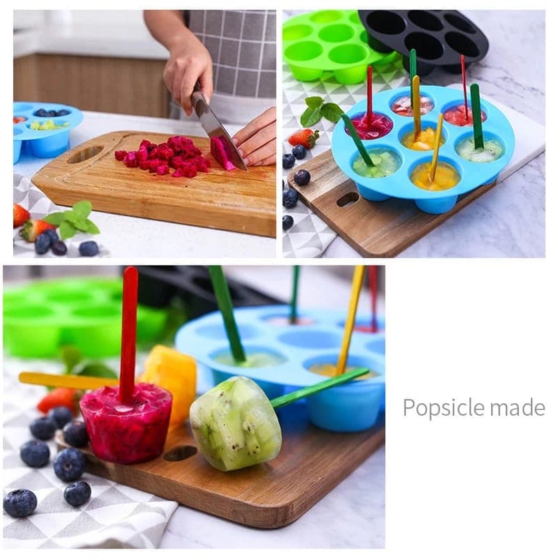 Forma Assadeira silicone Cupcakes Muffins Mini Bolo 7 Cavidades Air Fryer Altas