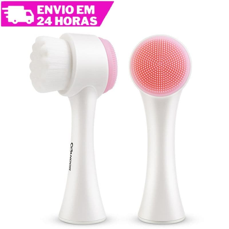 Escova Limpeza Facial 2 Em 1 Aparelho Massagem Esponja Cerdas Macias Dupla Face Escova De Limpeza De Cravos