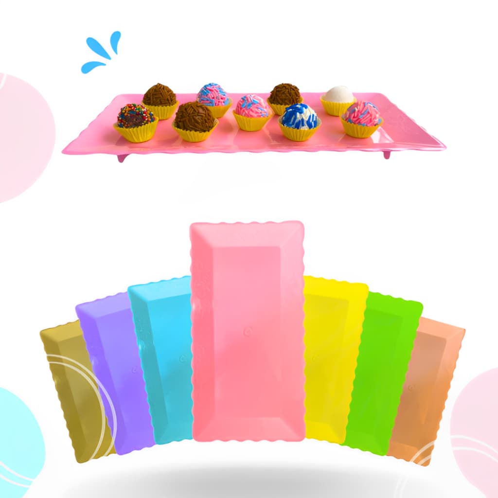 Kit 2 Bandejas 30x15 Festas Porta Doces Docinhos Salgadinhos Prato Para Alimentos