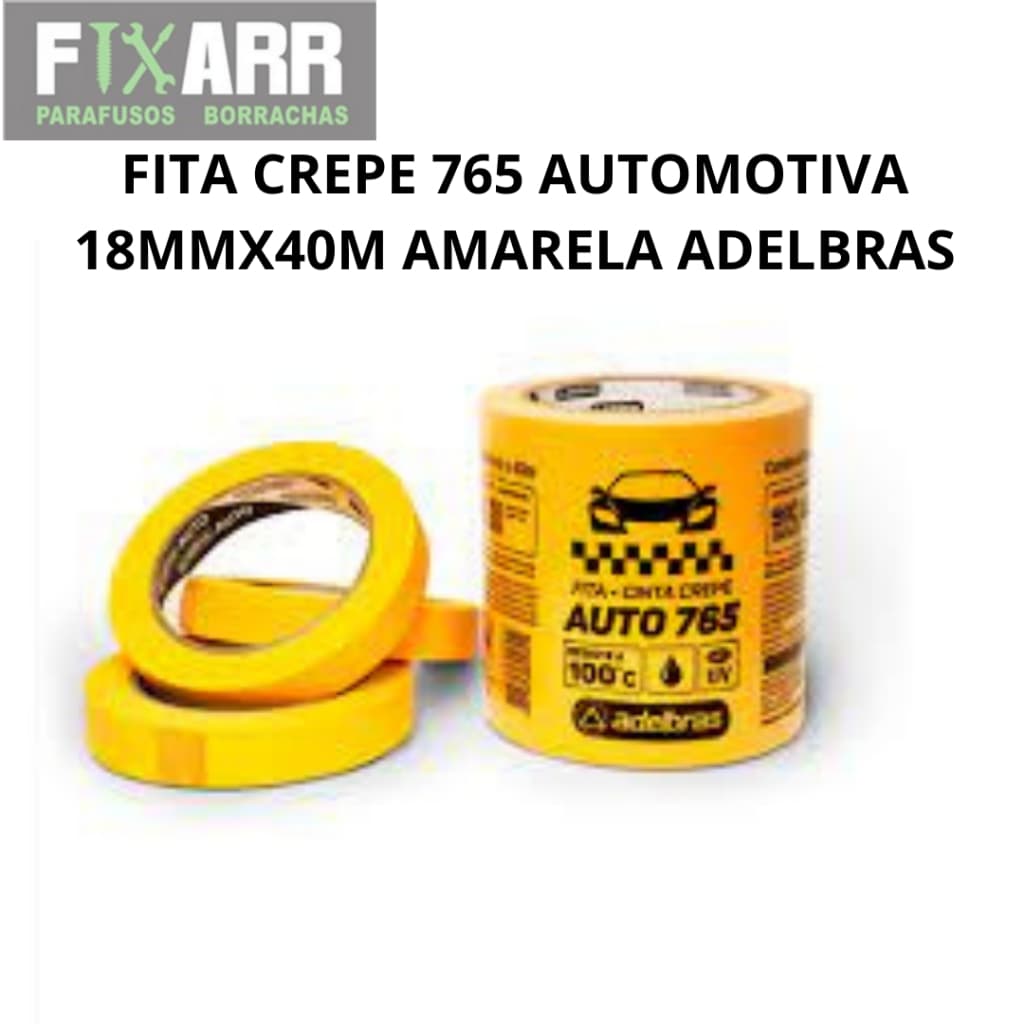 FITA CREPE 765 AUTOMOTIVA 18MMX40M AMARELA ADELBRAS