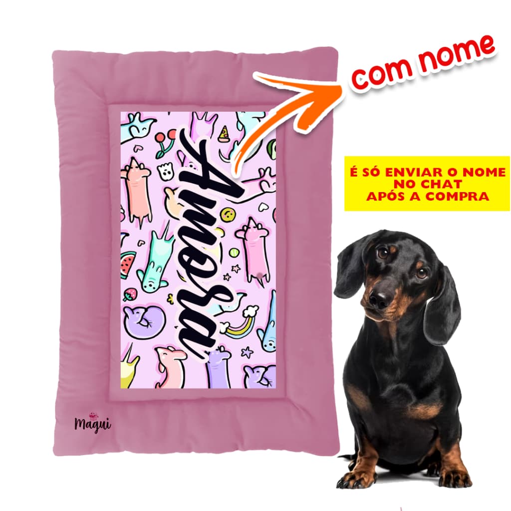 KIT Cama + Tapete Com Nome Pet- cama luxo para cachorro e para gato - cama pet - Colchonete personalizado