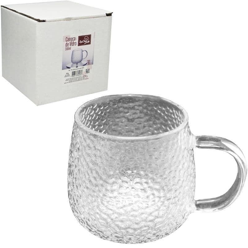 CANECA DE VIDRO 300ML NA CAIXA