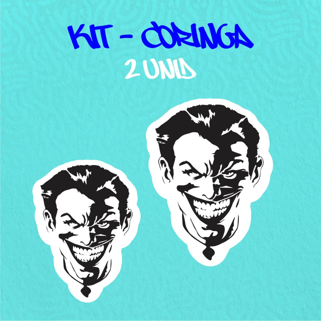 Kit - Adesivo Vinil - CORINGA 4-10 cm moto, bicicleta, skate, notebook, espelho, sticker