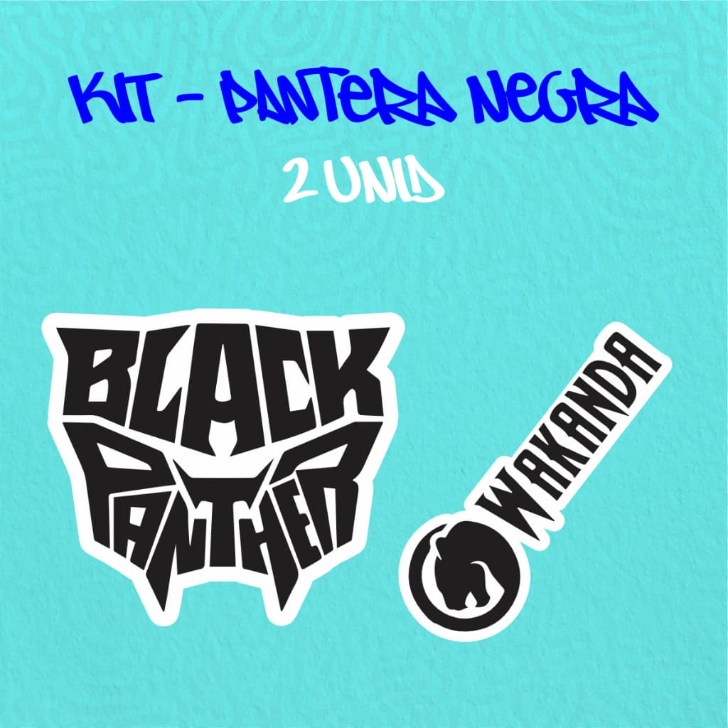 Kit - Adesivo Vinil - PANTERA NEGRA - WAKANDA 5 -10 cm moto, bicicleta, skate, notebook, espelho, sticker