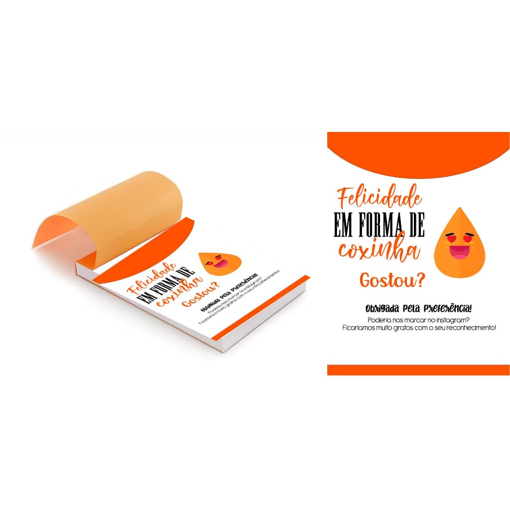 Kit 5 Blocos (500 Folhas) para Agradecimento / Obrigado pela Compra  Coxinha