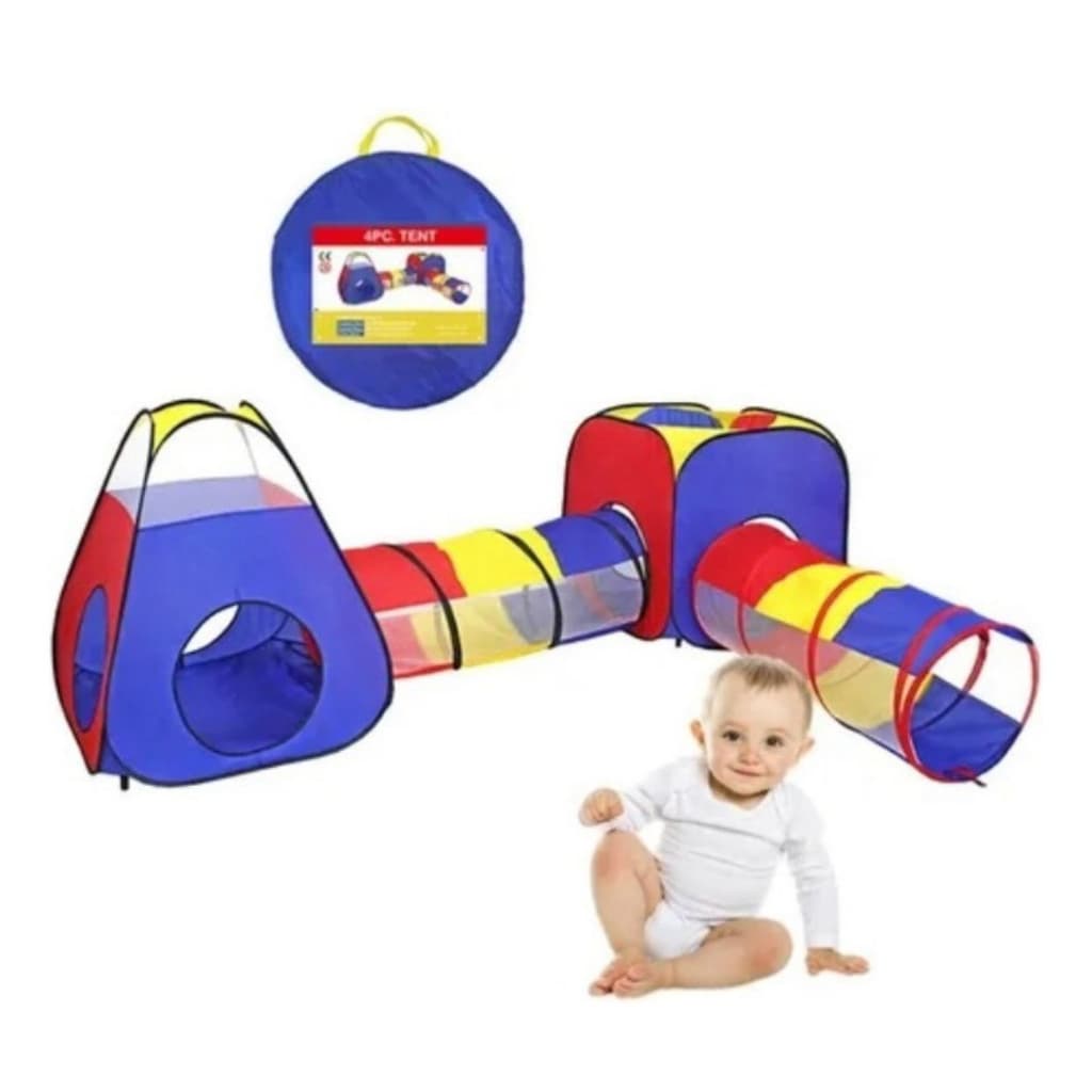 Toca Túnel Infantil 4 em 1 Colorida – Barraca Infantil De Diversão Menino/Menina