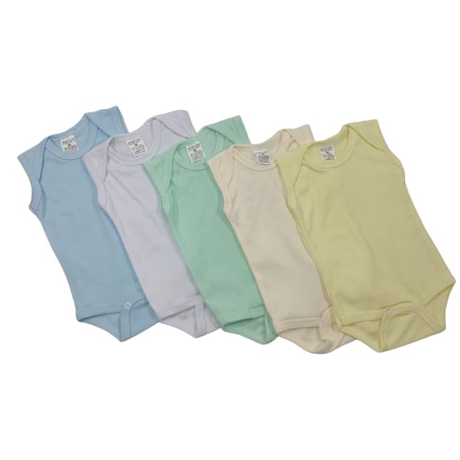 Body Bebê Regata Malha Canelada Menino Menina Neutro- KIT COM 5 -FABRICAÇÃO PRÓPRIA